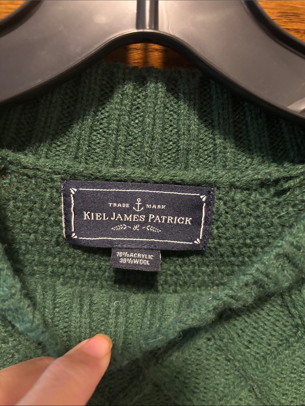 Cable Knit Crewneck Sweater Dress Dark Green Size Large - Picture 2 of 5